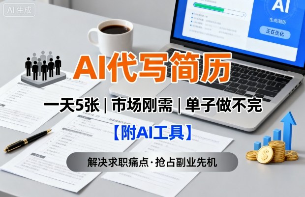 AI代写简历，一天5张，今年找工作难，市场刚需，单子做不完【附AI工具】-宝创网