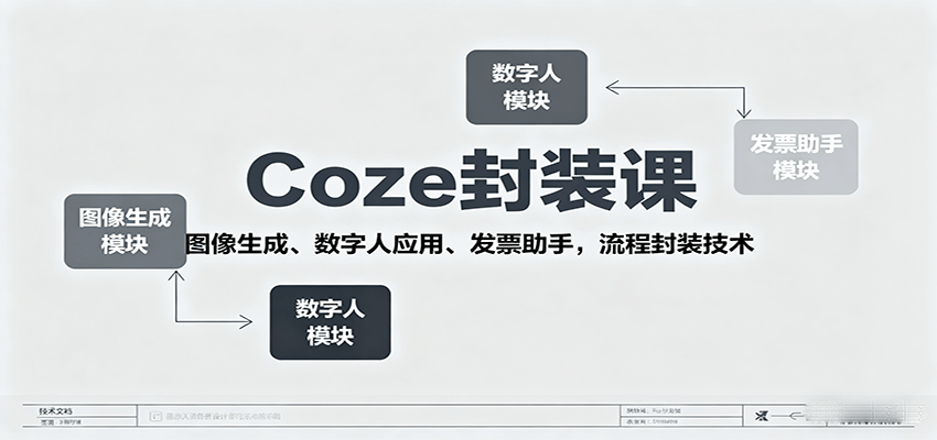 Coze封装课，图像生成、数字人应用、发票助手，流程封装技术-宝创网