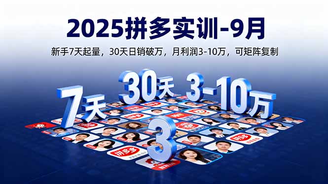 2025拼多多实训-9月：新手7天起量,30天日销破万,月利润3-10万,可矩阵复制-宝创网