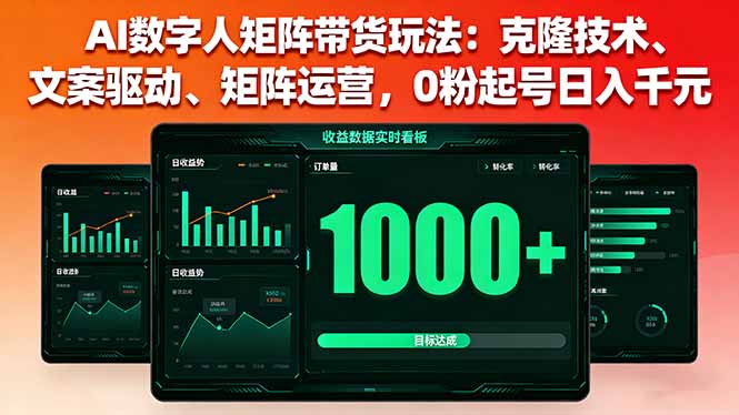AI数字人矩阵带货玩法：克隆技术、文案驱动、矩阵运营，0粉起号日入千元-宝创网