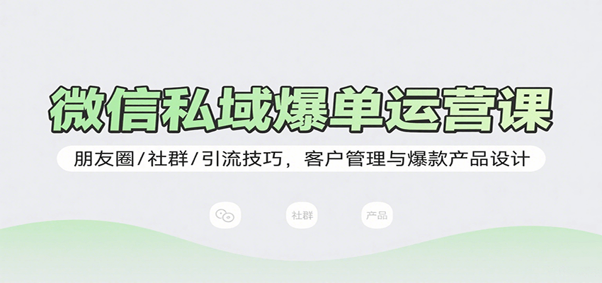 微信私域爆单运营课：朋友圈/社群/引流技巧，客户管理与爆款产品设计-宝创网