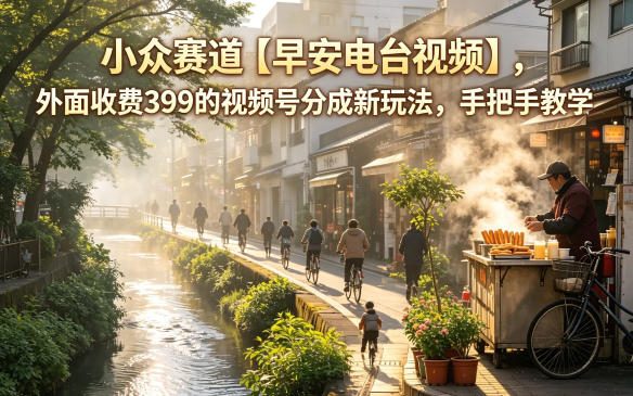 小众赛道【早安电台视频】,外面收费399的视频号分成新玩法,手把手教学-宝创网