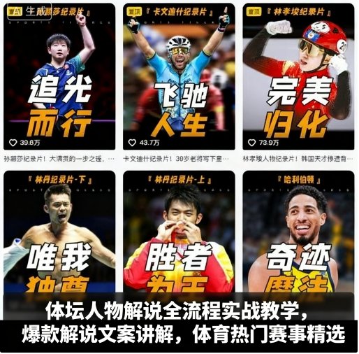 体坛人物解说全流程实战教学，爆款解说文案讲解，体育热门赛事精选-宝创网
