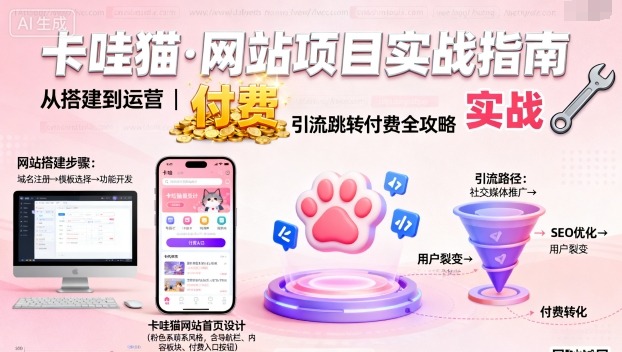 卡哇猫·网站项目，网站搭建与运营以及引流跳转付费-宝创网