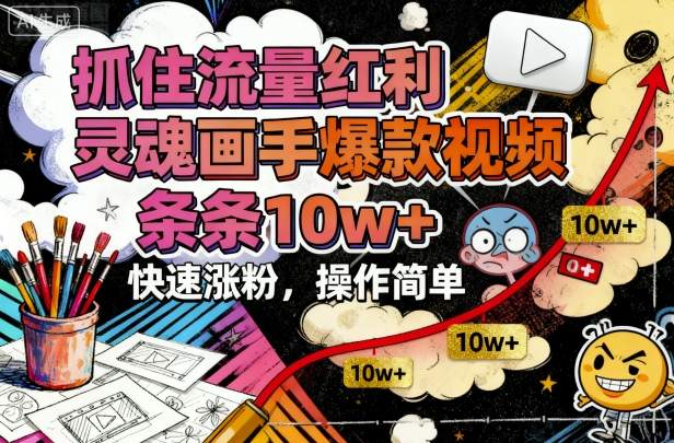 抓住流量红利，灵魂画手爆款视频，条条10w+，快速涨粉，操作简单-宝创网