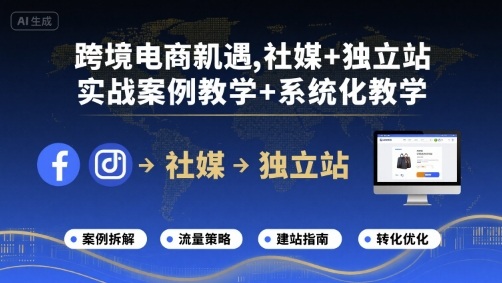 跨境电商新机遇，社媒+独立站，实战案例教学+系统化教学-宝创网