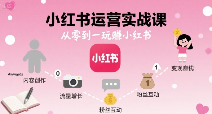 小红书运营实战课，从零到一玩賺小红书-宝创网