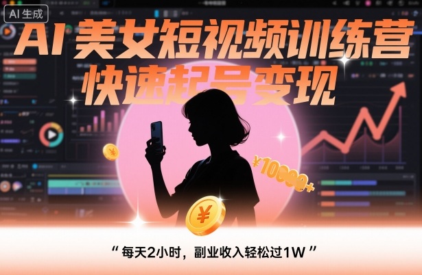 AI美女短视频训练营，快速起号变现，每天2小时，副业收入轻松过1W-宝创网