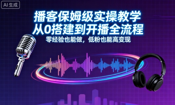 播客保姆级实操教学，从0搭建到开播全流程，零经验也能做，低粉也能高变现-宝创网