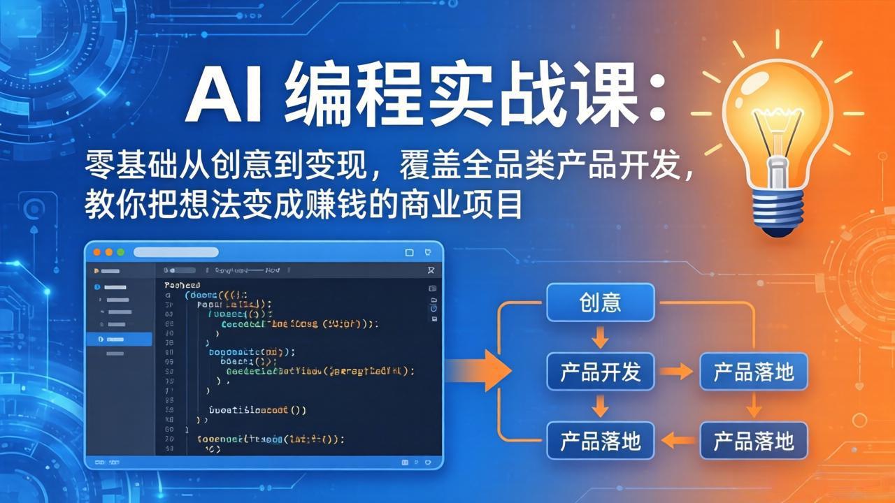 AI编程实战课-第三期-5月19更新：零基础从创意到变现，覆盖全品类产品开发，把想法变成赚钱项目-宝创网