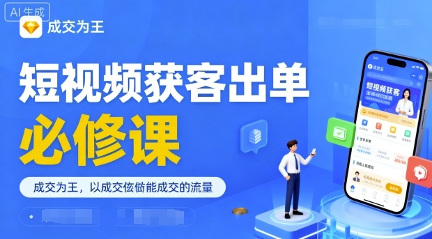 短视频获客出单必修课，成交为王，以成交为导向，直接做能成交的流量-宝创网