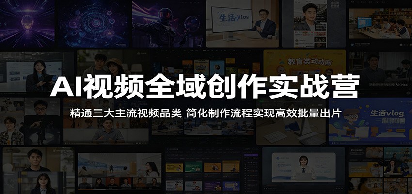 AI视频全域创作实战营：精通三大主流视频品类，简化制作流程实现高效批量出片-宝创网