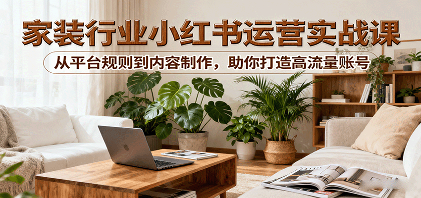小红书家装行业运营实战课:从平台规则到内容制作,助你打造高流量账号-宝创网