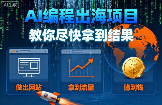 AI编程出海项目，教你尽快拿到结果-做出网站、拿到流量、賺到钱-宝创网