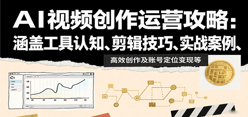 AI视频创作运营攻略：涵盖工具认知、剪辑技巧、实战案例、高效创作及账号定位变现等-宝创网