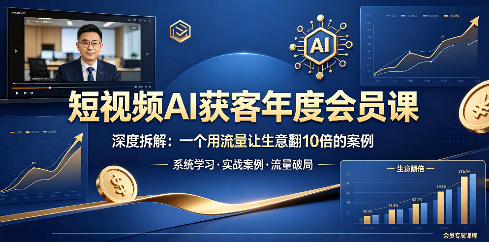 短视频AI获客年度会员课，深度拆解，一个用流量让生意翻10倍的案例-宝创网