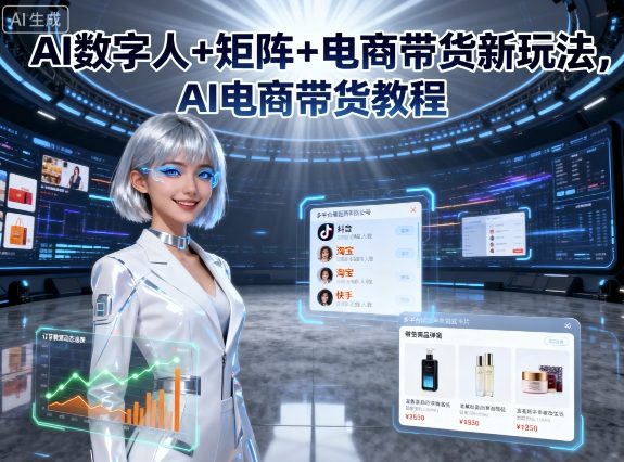 AI数字人+矩阵+电商带货新玩法，AI电商带货教程-宝创网