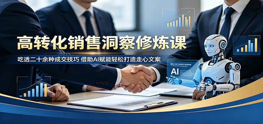 高转化销售洞察修炼课：吃透二十余种成交技巧，借助AI赋能轻松打造走心文案-宝创网