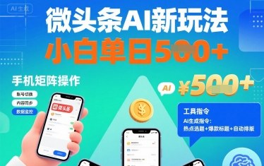 微头条AI新玩法，小白单日5张+，手机可矩阵操作【附工具指令】-宝创网