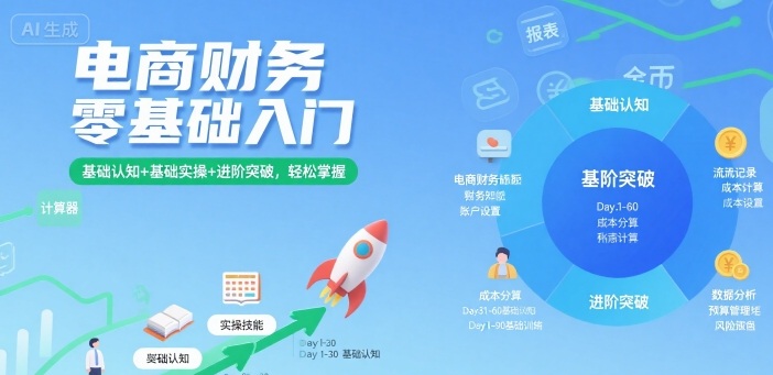 电商财务零基础入门，基础认知+基础实操+进阶突破，轻松掌握-宝创网