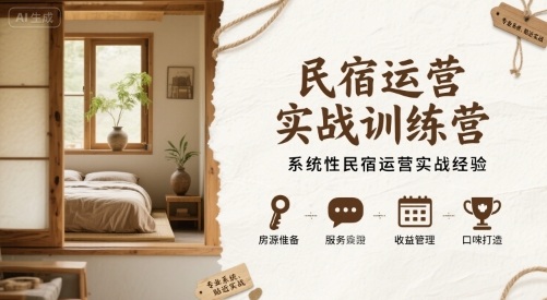 民宿运营实战训练营，系统性民宿运营实战经验-宝创网