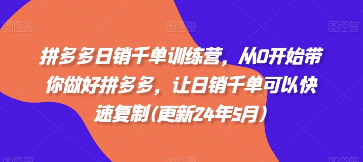 拼多多日销千单训练营，从0开始带你做好拼多多，让日销千单可以快速复制(更新25年8月)-宝创网