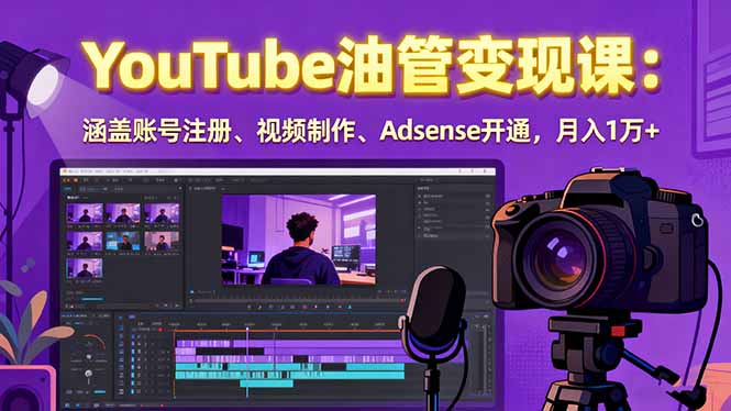 2025YouTube油管变现课：涵盖账号注册、视频制作、Adsense开通，月入1万+-宝创网