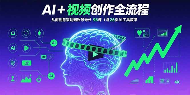 AI+短视频创作全流程：从创意策划到账号增长，96节课(含26项AI工具教学-宝创网