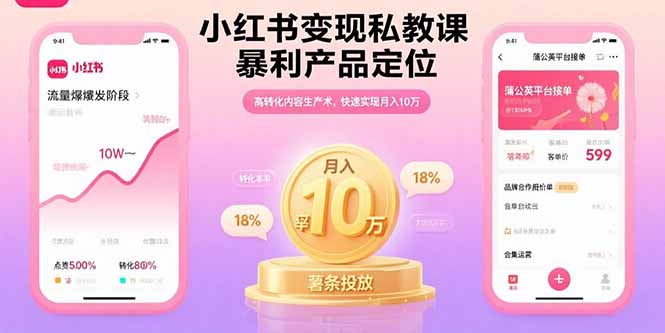 小红书变现私教课，暴利产品定位，高转化内容生产术，快速实现月入10万-宝创网