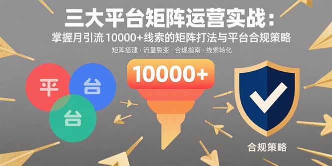 三大平台矩阵运营实战：掌握月引流10000+线索的矩阵打法与平台合规策略-宝创网