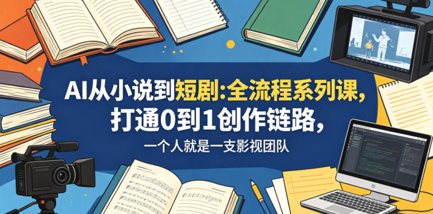 AI从小说到短剧全流程系列课，打通0到1创作链路，一个人就是一支影视团队-宝创网