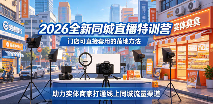 2026全新同城直播特训营，门店可直接套用的落地方法，助力实体商家打通线上同城流量渠道-宝创网