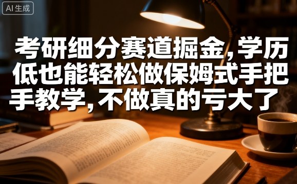 考研细分赛道掘金，日入1k+，学历低也能轻松做保姆式手把手教学，不做真的亏大了【揭秘】-宝创网