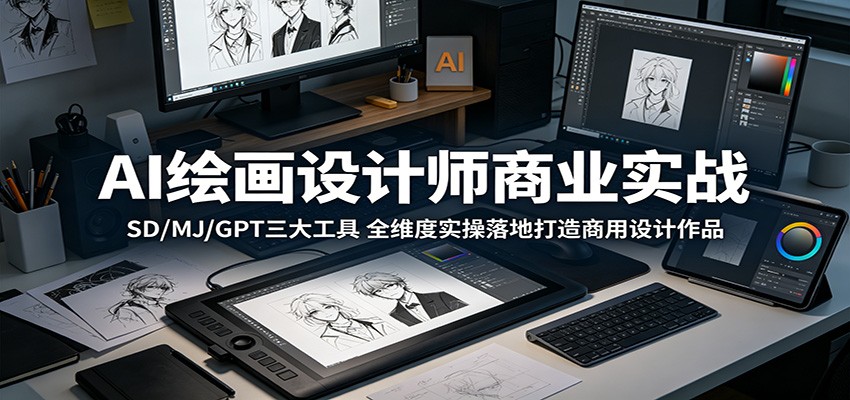 AI绘画设计师商业实战：SD/MJ/GPT三大工具，全维度实操落地打造商用设计作品-宝创网