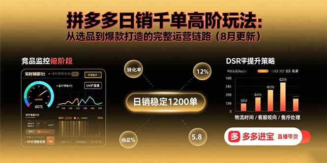 拼多多日销千单高阶玩法：从选品到爆款打造的完整运营链路(8月更新-宝创网