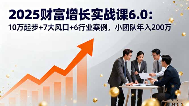 2025财富增长实战课6.0：10万起步+7大风口+6行业案例，小团队年入200万-宝创网