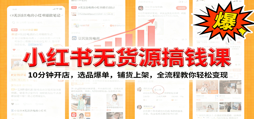 小红书无货源爆单课：10分钟开店，选品爆单，铺货上架，全流程教你轻松变现-宝创网