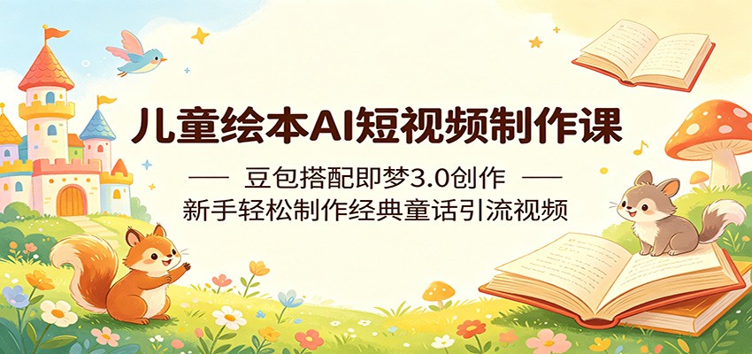 儿童绘本AI短视频制作课：豆包搭配即梦3.0创作，新手轻松制作经典童话引流视频-宝创网