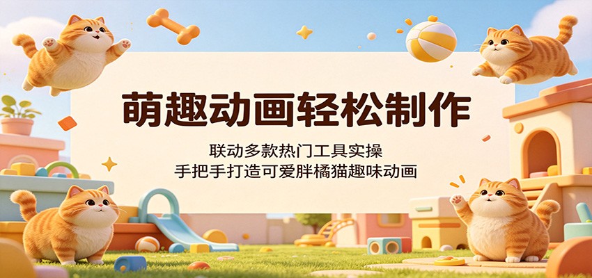 萌趣动画轻松制作，联动多款热门工具实操，手把手打造可爱胖橘猫趣味动画-宝创网