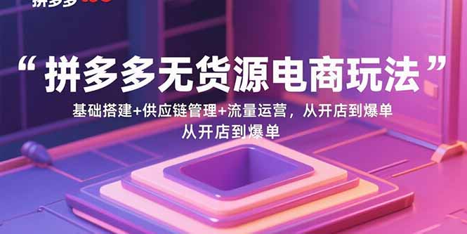 拼多多无货源电商玩法：基础搭建+供应链管理+流量运营，从开店到爆单-宝创网