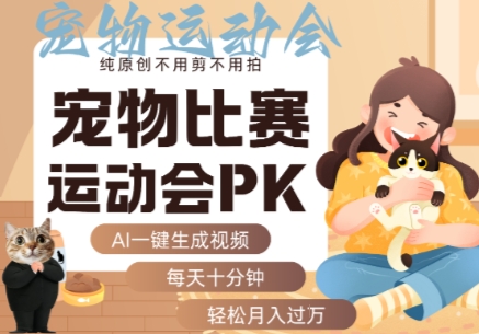 AI一键生成宠物比赛运动会PK视频，纯原创不用剪不用拍，每天十分钟，轻松月入过1W+-宝创网