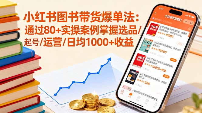 小红书图书带货爆单法：通过80+实操案例掌握选品/起号/运营/日均1000+收益-宝创网
