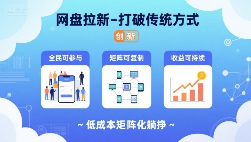 网盘拉新-打破传统方式，低成本矩阵化躺挣，全民可参与、矩阵可复制、收益可持续【揭秘】-宝创网