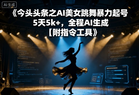 今日头条之AI美女跳舞暴力起号，5天1k+，全程AI生成【附指令工具】-宝创网