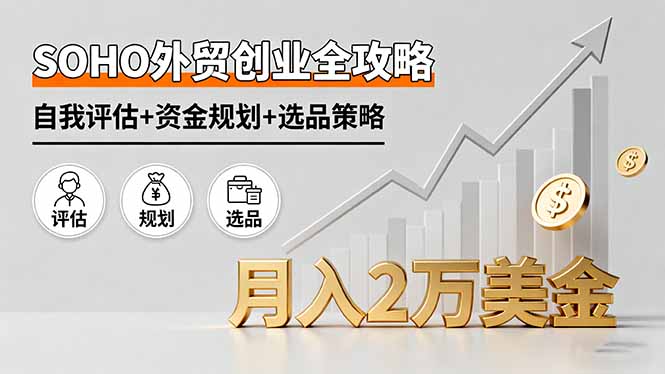 SOHO外贸创业全攻略，自我评估+资金规划+选品策略，月入2万美金-宝创网