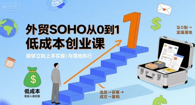 外贸SOHO从0到1低成本创业课，能够立刻上手实操与落地执行-宝创网