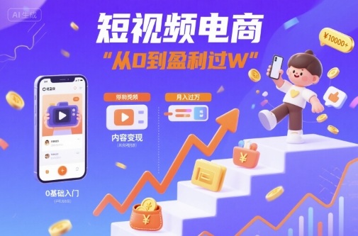 短视频电商：短视频变现从0到盈利过W-宝创网
