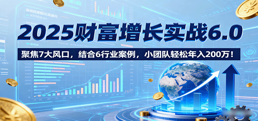 2025财富增长实战6.0，聚焦7大风口，结合6行业案例，小团队轻松年入200万！-宝创网