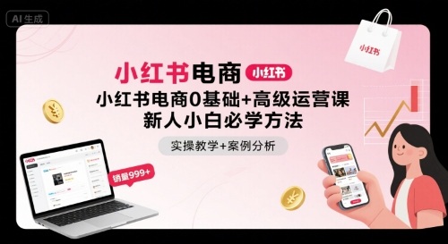 小红书电商0基础+高级运营课，新人小白必学方法，实操教学+案例分析-宝创网