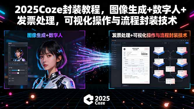 2025Coze封装教程，图像生成+数字人+发票处理，可视化操作与流程封装技术-宝创网